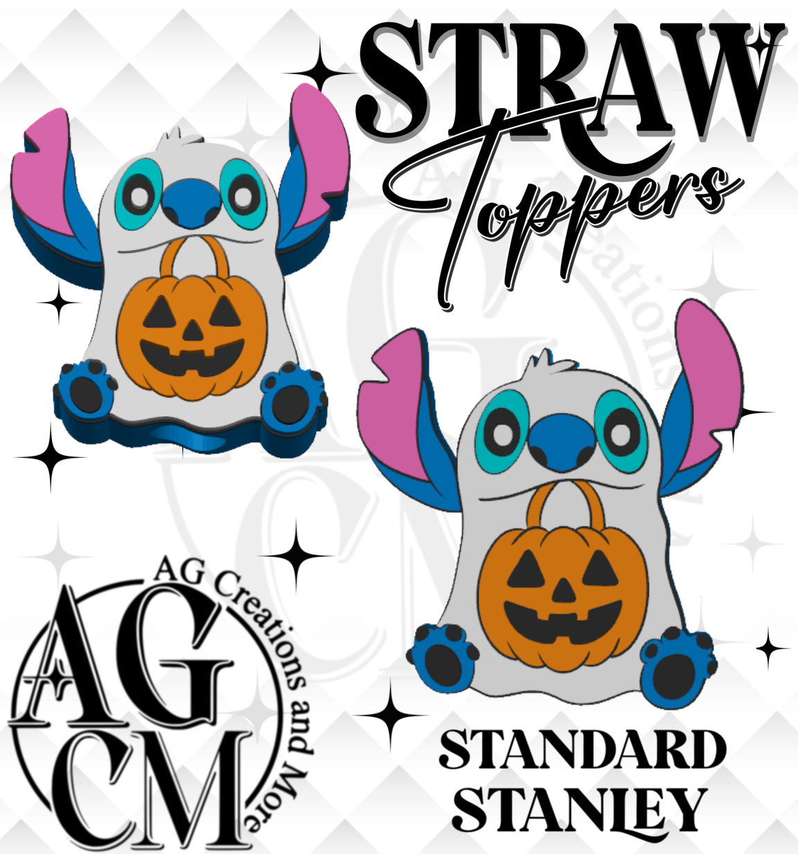 Blue guy ghost  3D Straw Topper (wholesale)