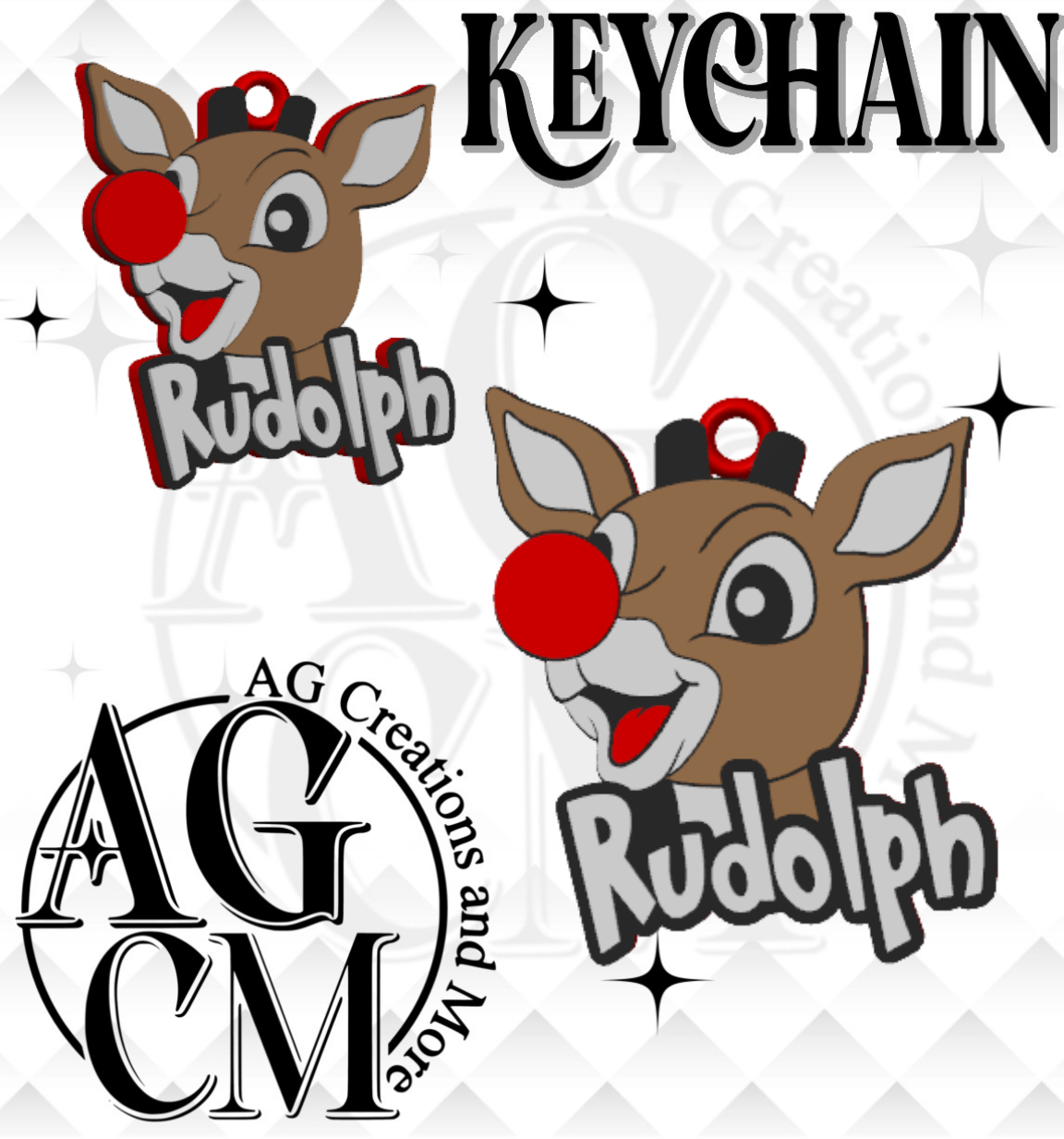 Red Nose Reindeer 3D Keychain (wholesale)