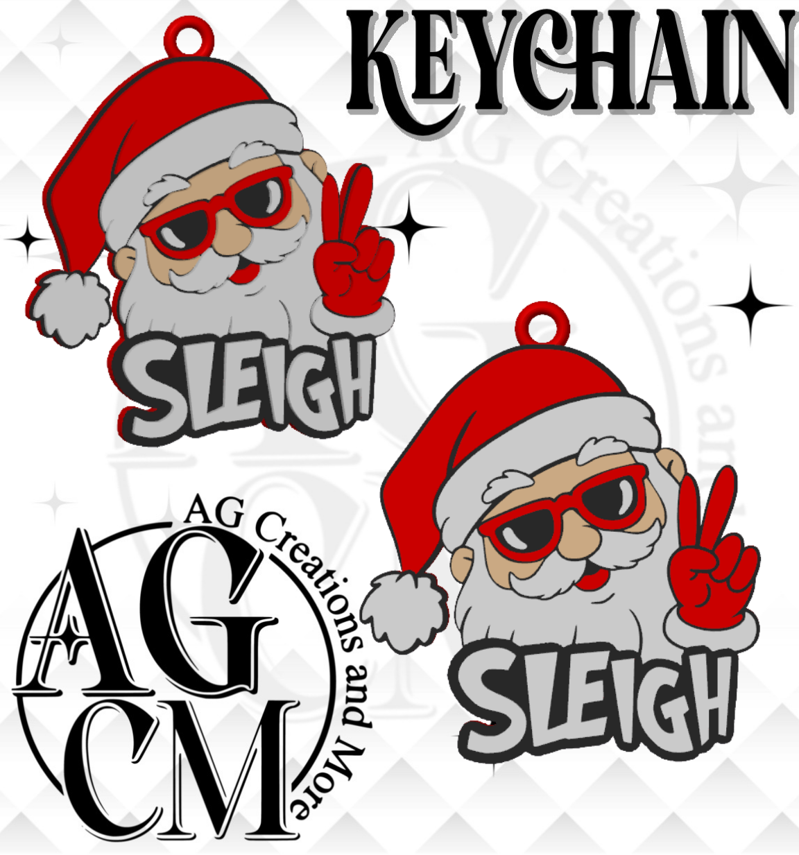 Santa Sleigh 3D Keychain (wholesale)