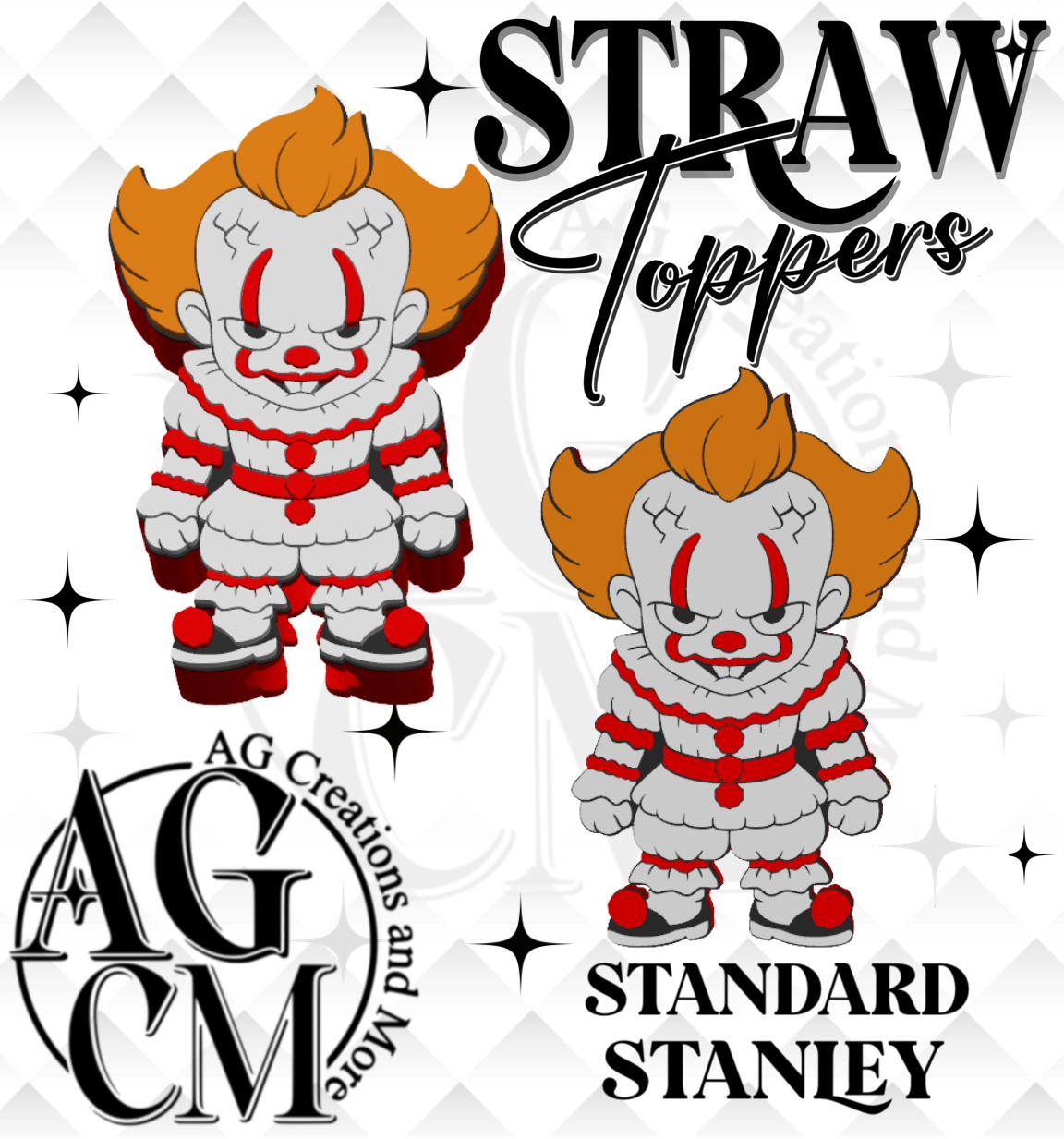 Clown 3D Straw Topper (wholesale)