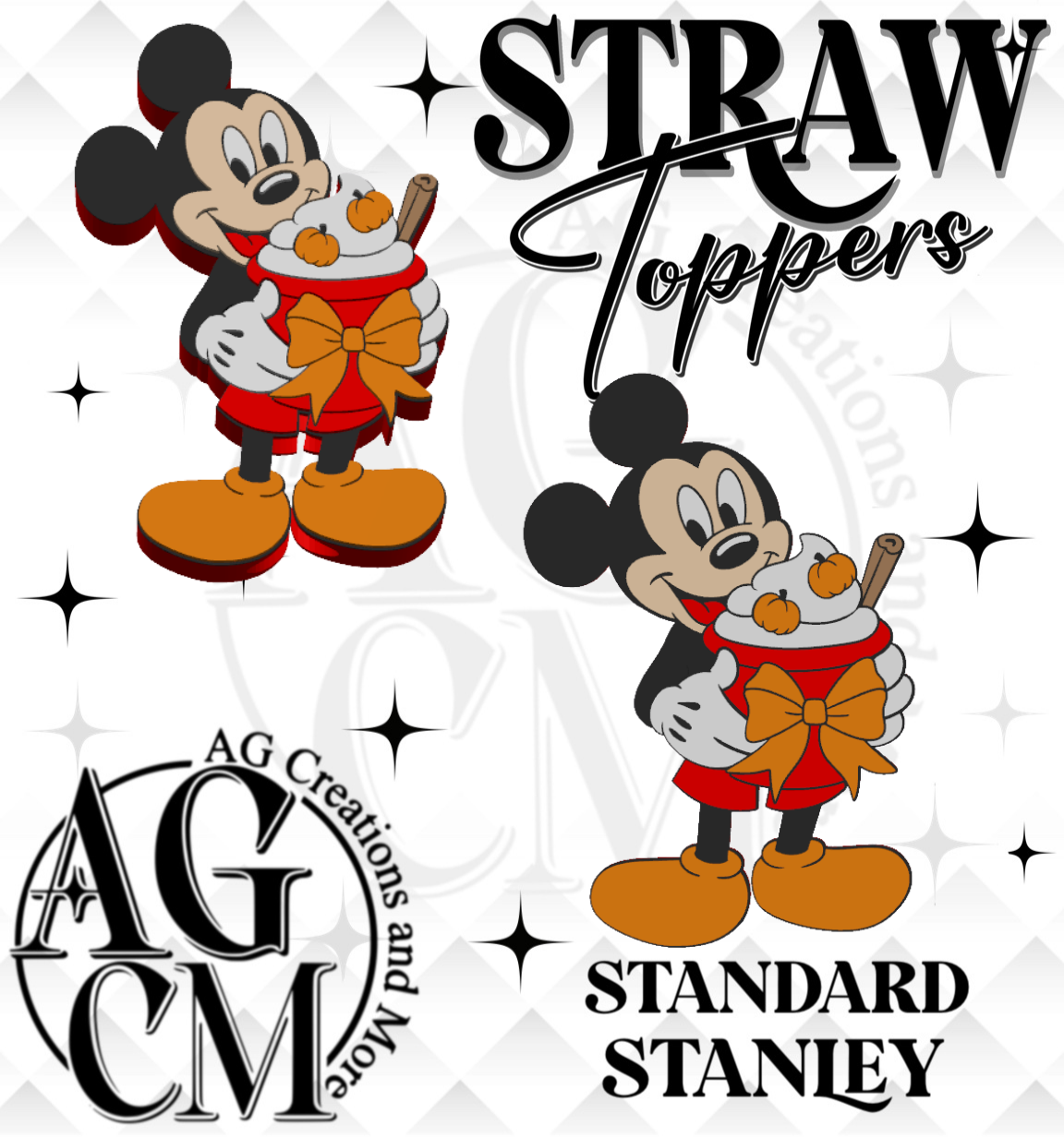 Fall Mouse 3D Straw Topper 3MF File