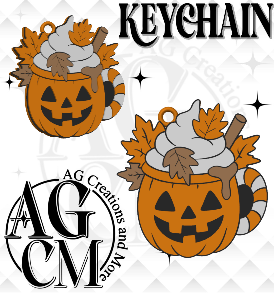 Pumpkin Spice 3D Keychain STL / 3MF Files