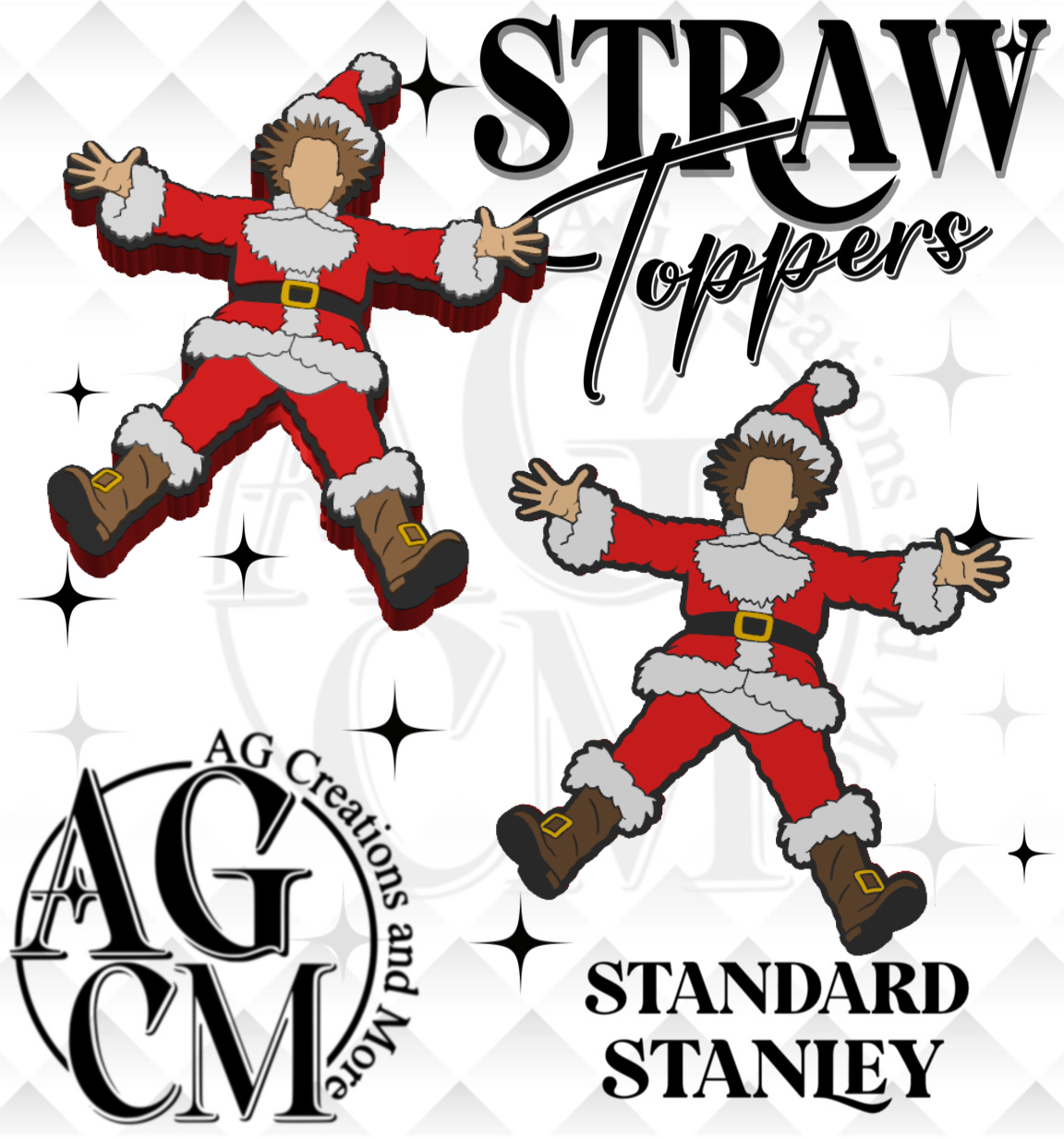 Crazy Santa 3D Straw Topper 3MF File