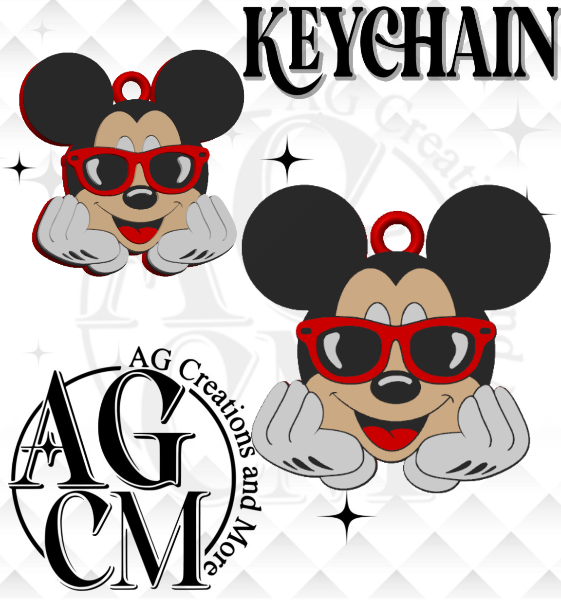 Mouse Glasses 3D Keychain STL / 3MF Files