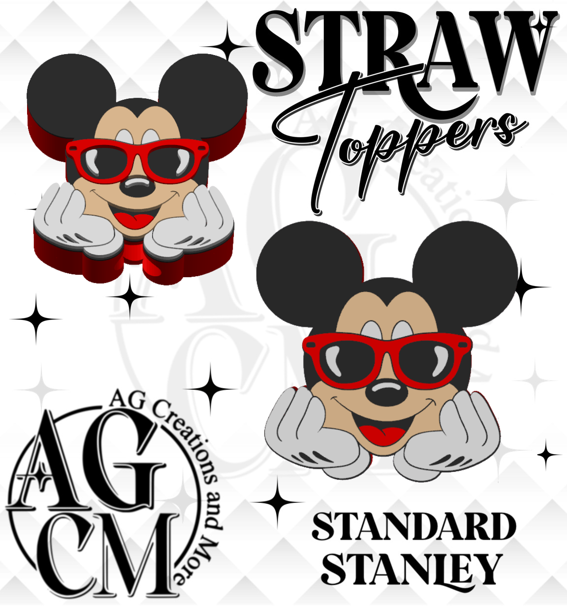 Mouse Glasses 3D Straw Topper 3MF File