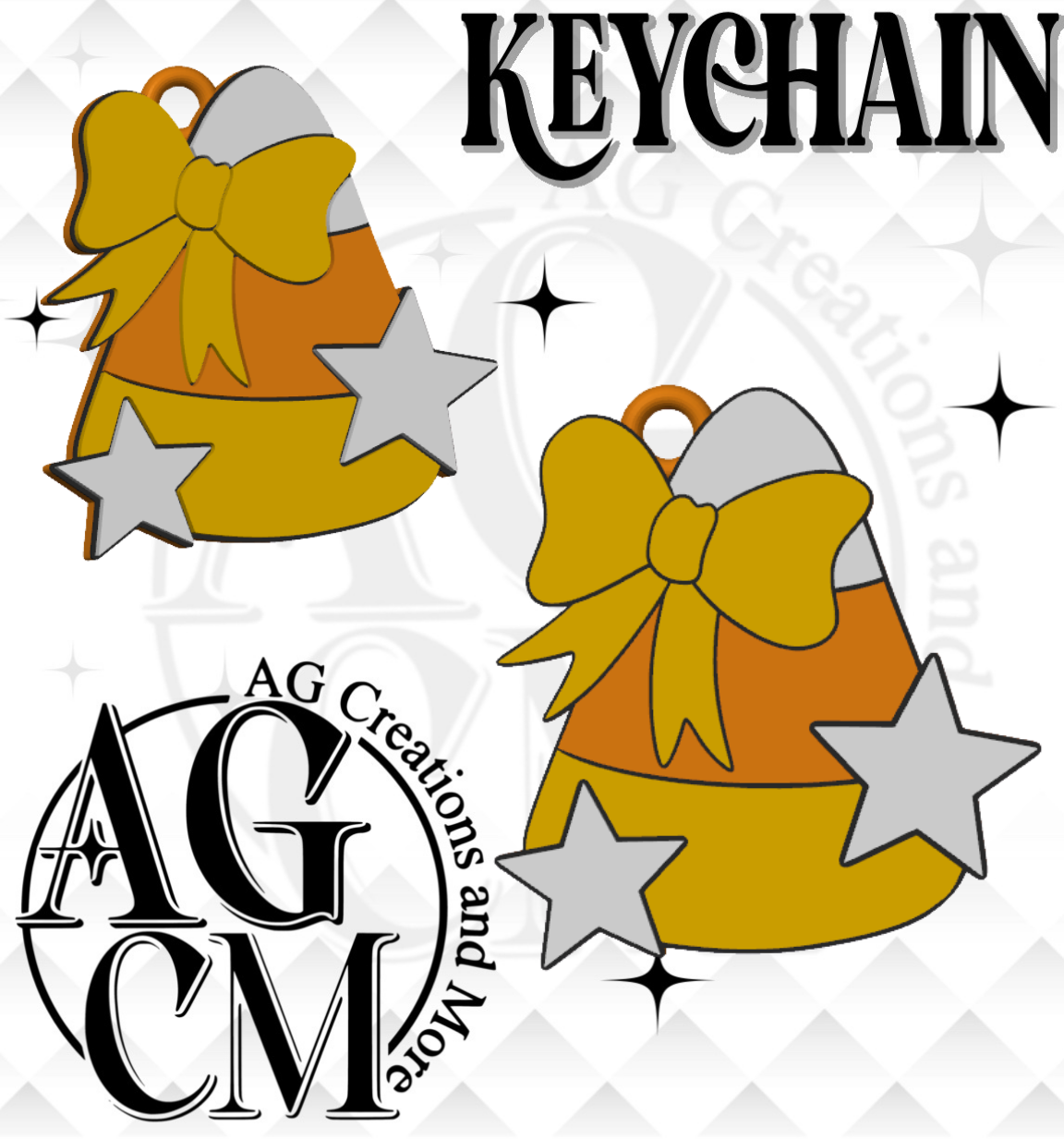 Candy Corn 3D Keychain STL / 3MF Files