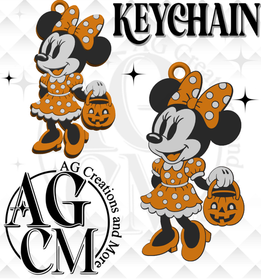 Vintage Girl Mouse Pumpkin 3D Keychain (wholesale)
