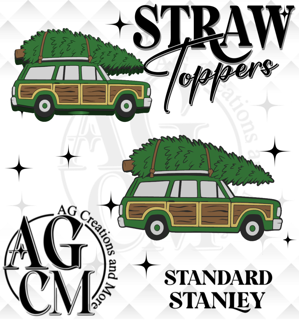 Christmas Station Wagon 3D Straw Topper 3MF File