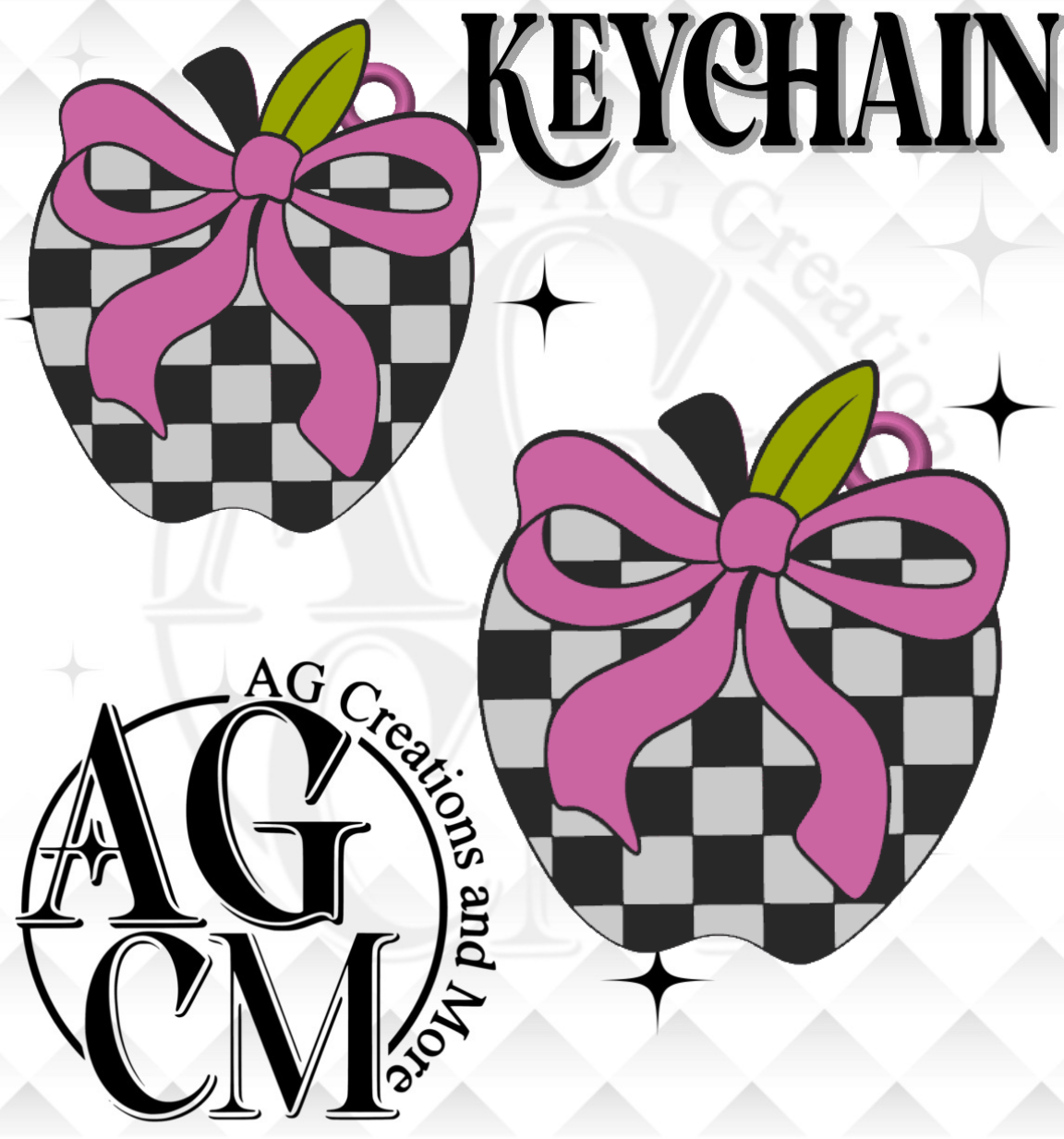 Checker Apple 3D Keychain (wholesale)