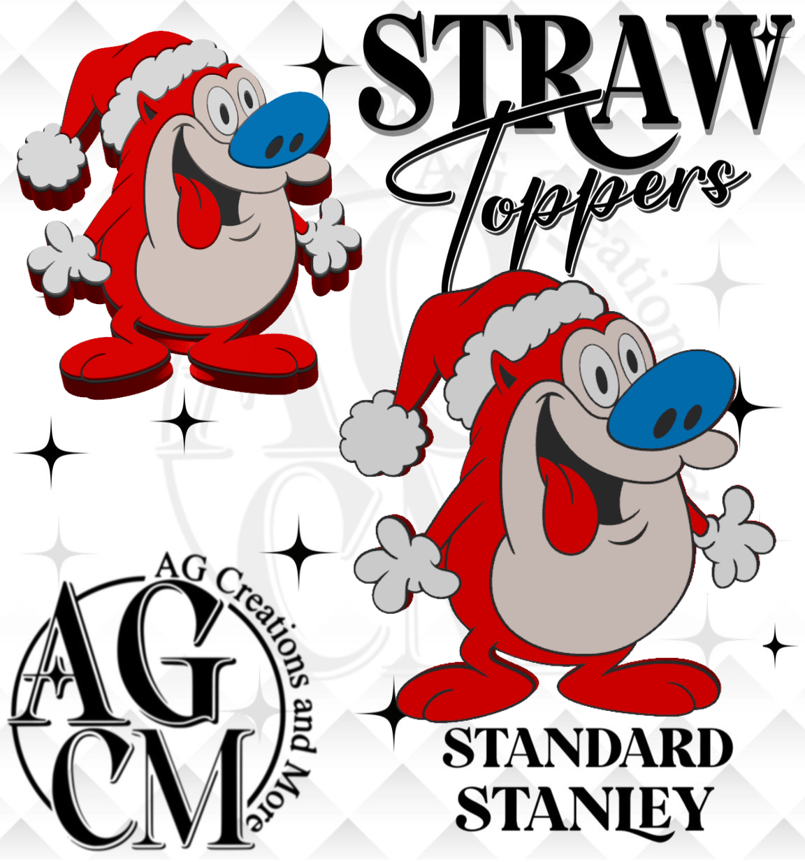90s Cranky Pup 3D Straw Topper (wholesale)