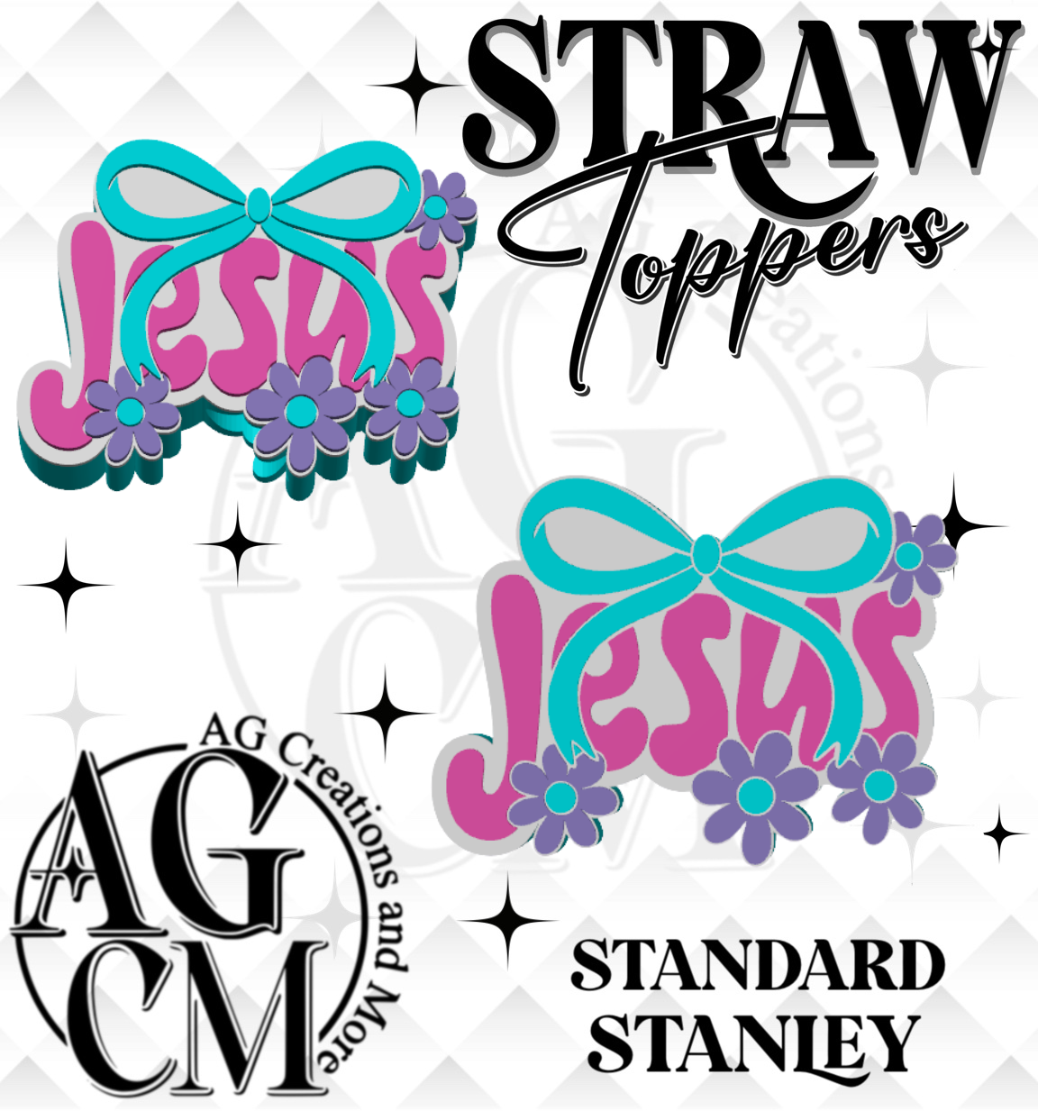 Jesus Bow 3D Straw Topper (wholesale)