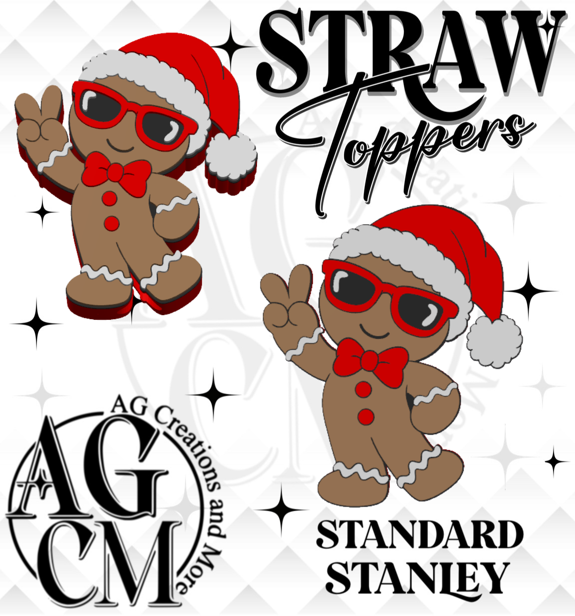 Gingerbread 3D Straw Topper 3MF File