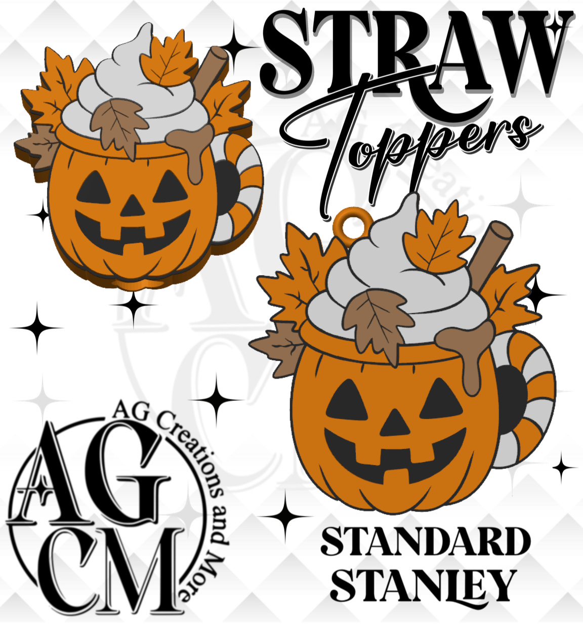 Pumpkin Spice 3D Straw Topper 3MF File