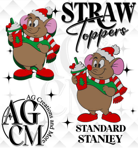 Christmas Mouse 3D Straw Topper 3MF File