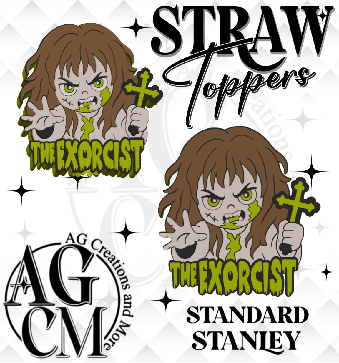 Possessed Girl 3D Straw Topper 3MF File