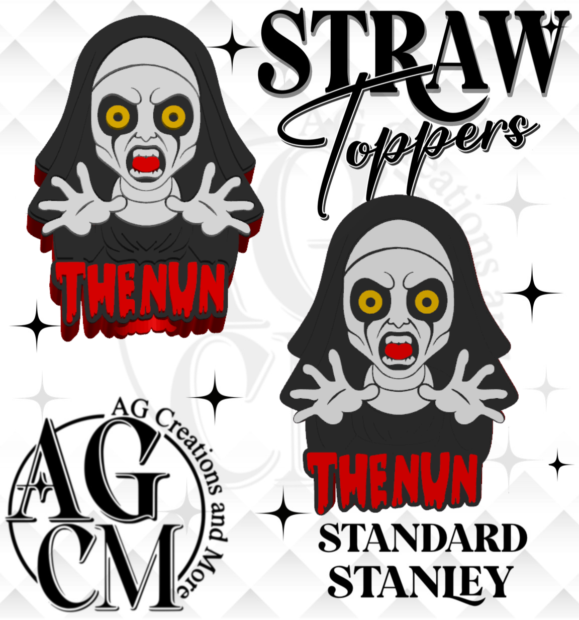 Nun 3D Straw Topper 3MF File