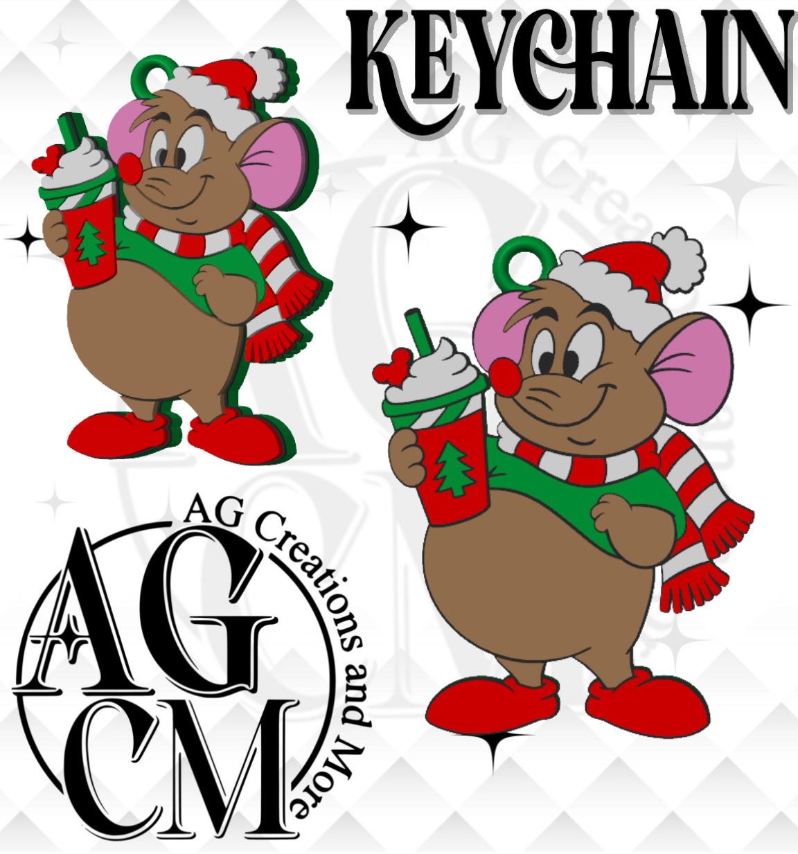 Christmas Mouse 3D Keychain (wholesale)
