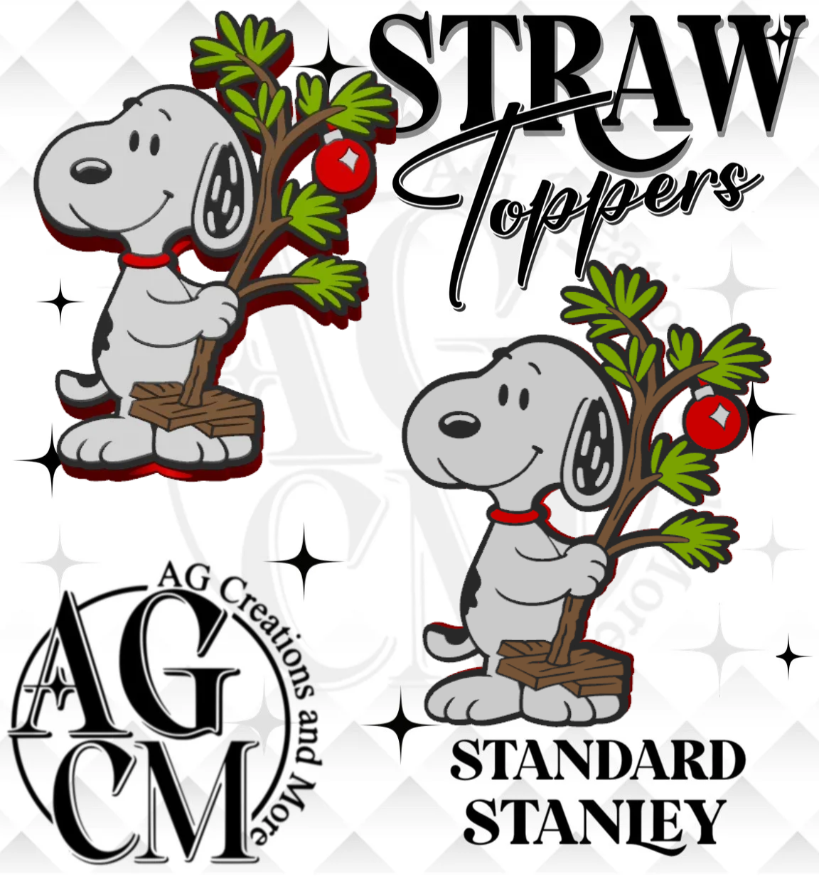 CB Christmas Pup 3D Straw Topper 3MF File