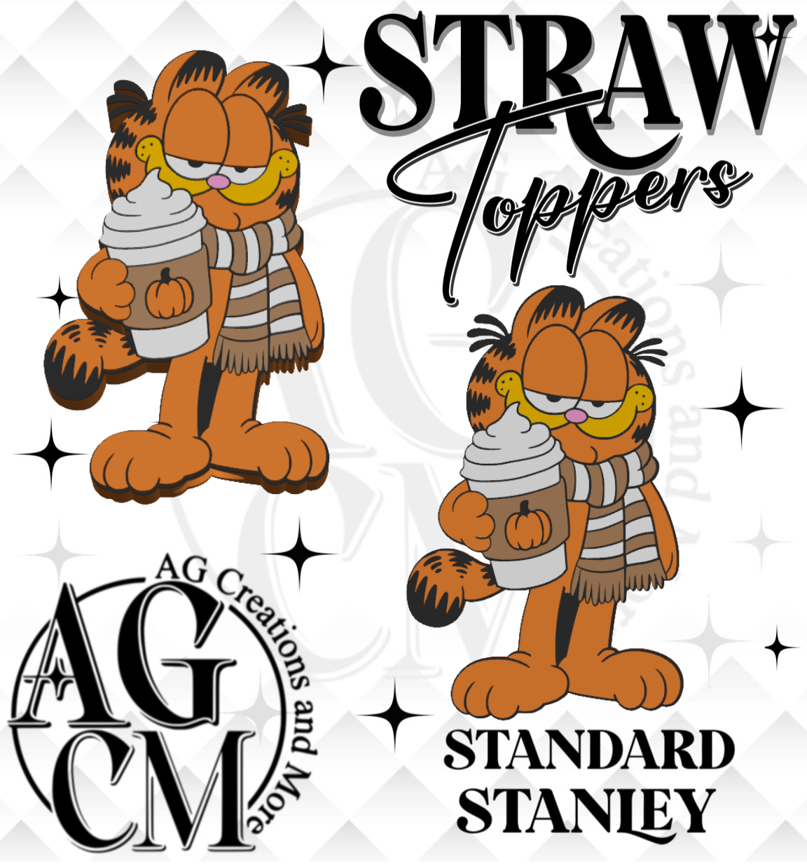 Fall Orange Cat  3D Straw Topper (wholesale)