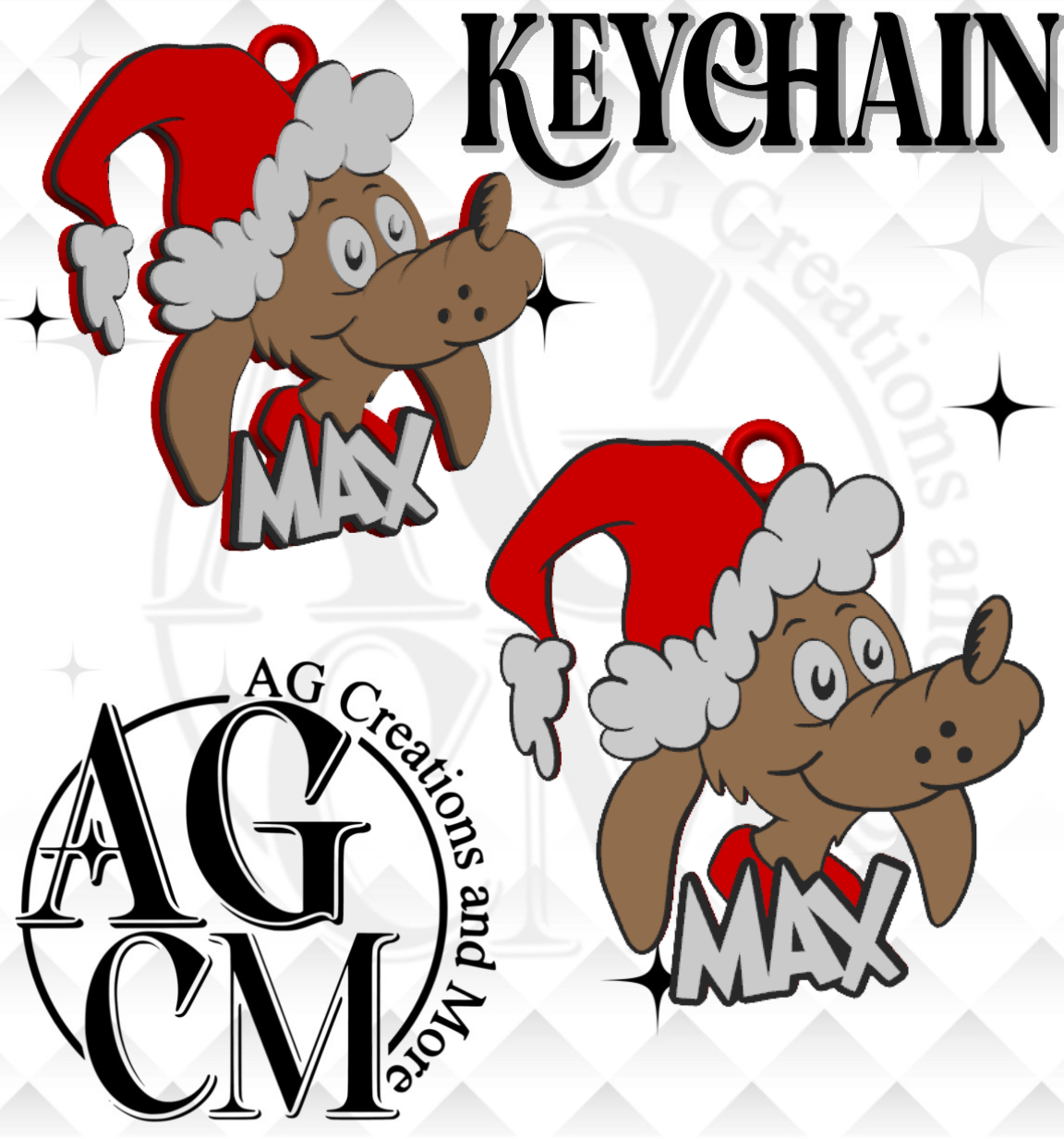 G-Xmas dog 3D Keychain STL / 3MF Files