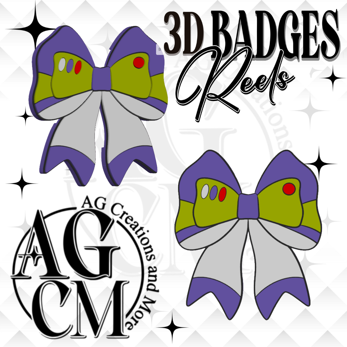 Purple bow 3D Badges/ Reels (wholesale)