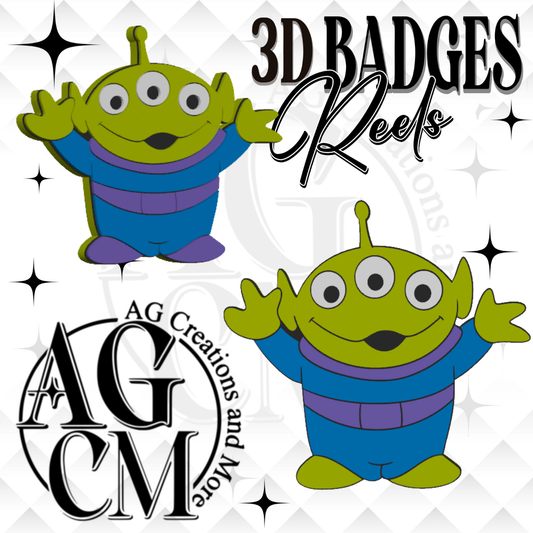 Green Alien  3D Badges/ Reels 3MF File