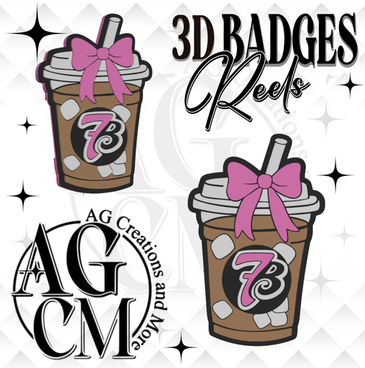 Pink Ice Coffee Drink 7B 3D Badges/ Reels (wholesale)