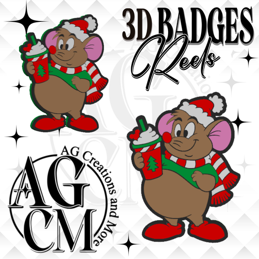 Christmas Mouse 3D Badges/ Reels 3MF File