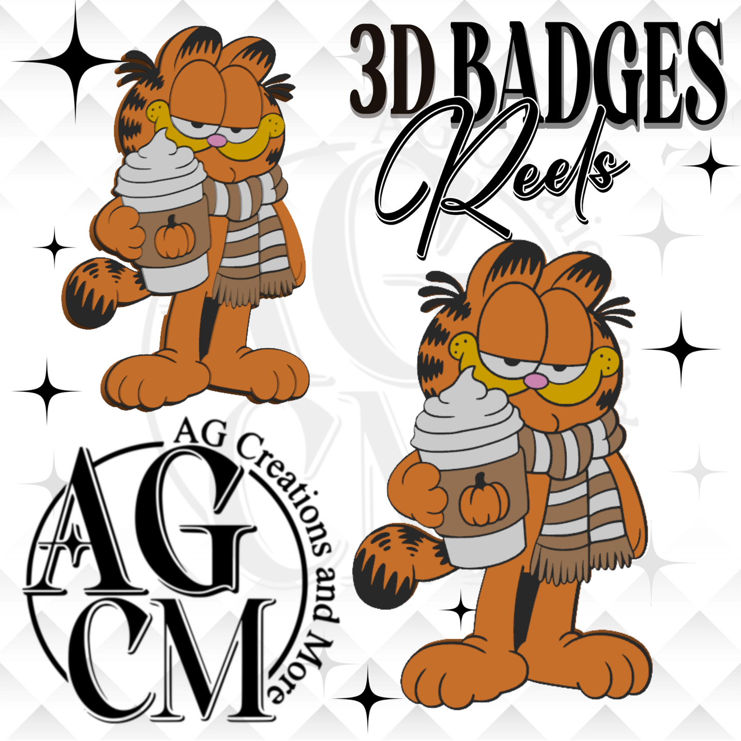Fall Orange Cat 3D Badges/ Reels (wholesale)