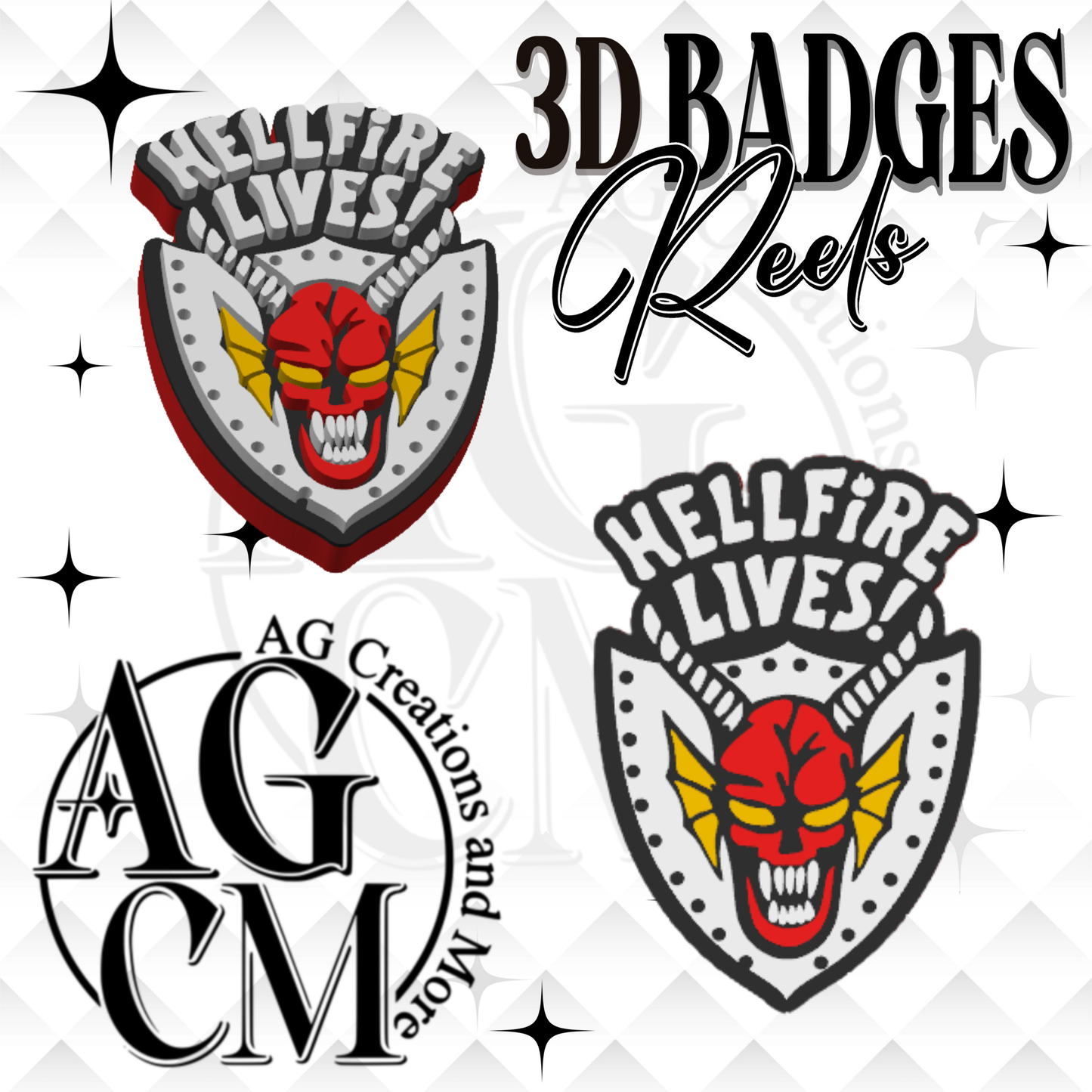 hell fire 3D Badges/ Reels (wholesale)