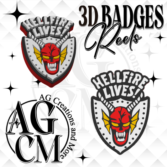 hell fire 3D Badges/ Reels (wholesale)