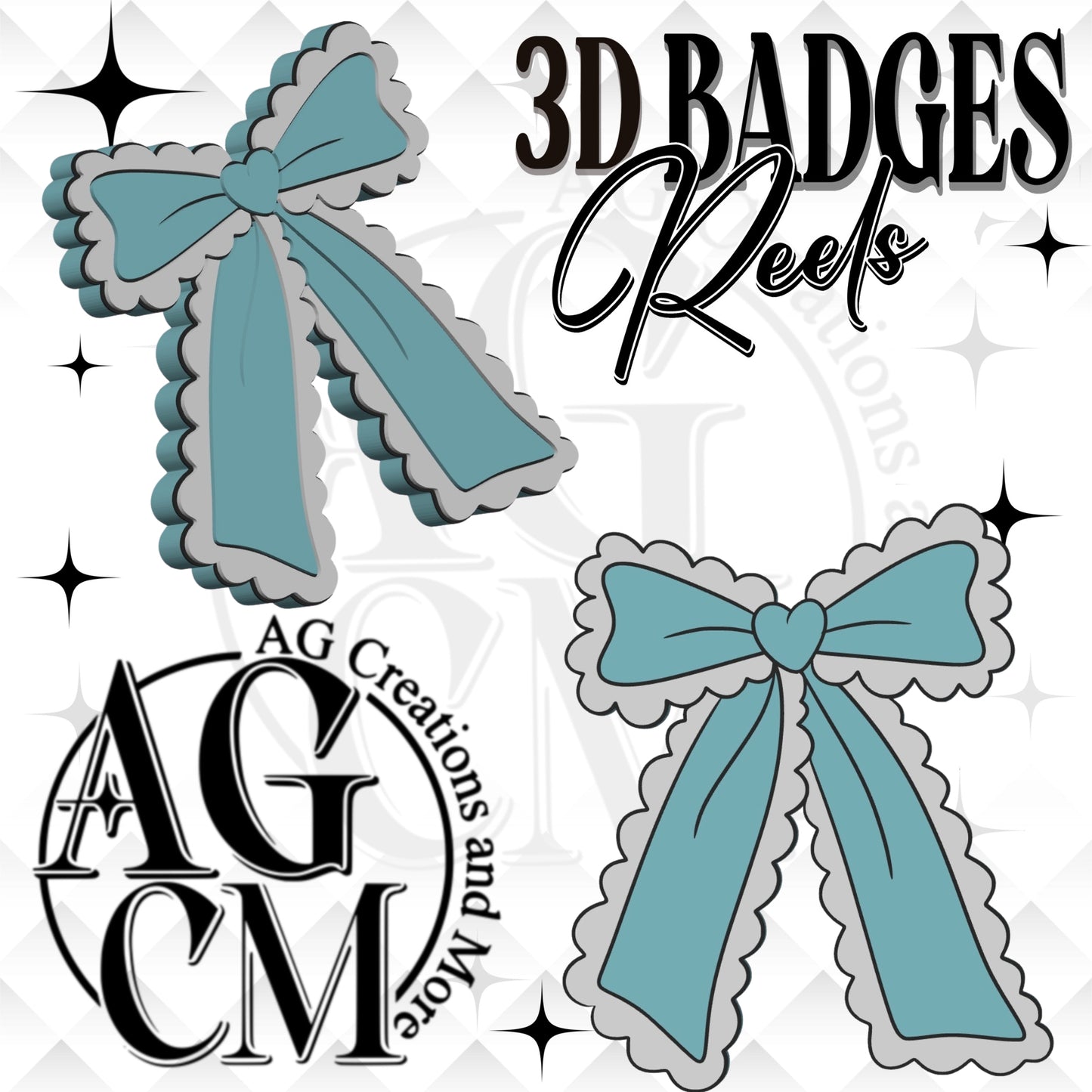 Ruffle Bow  3D Badges/ Reels (wholesale)