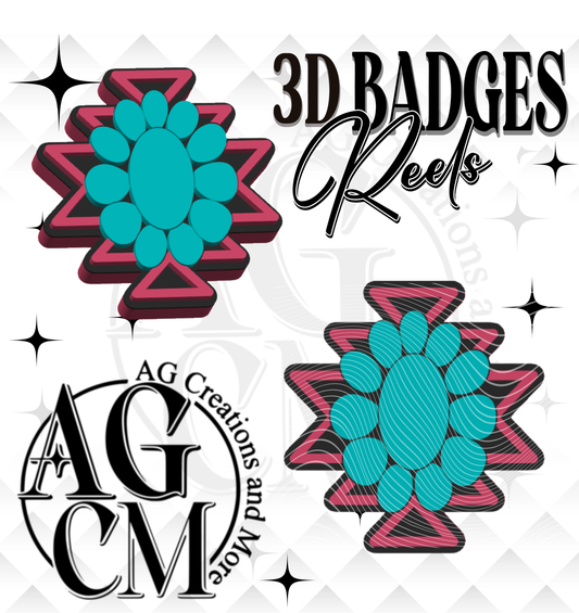 Aztec Concho Badges/ Reels 3MF File