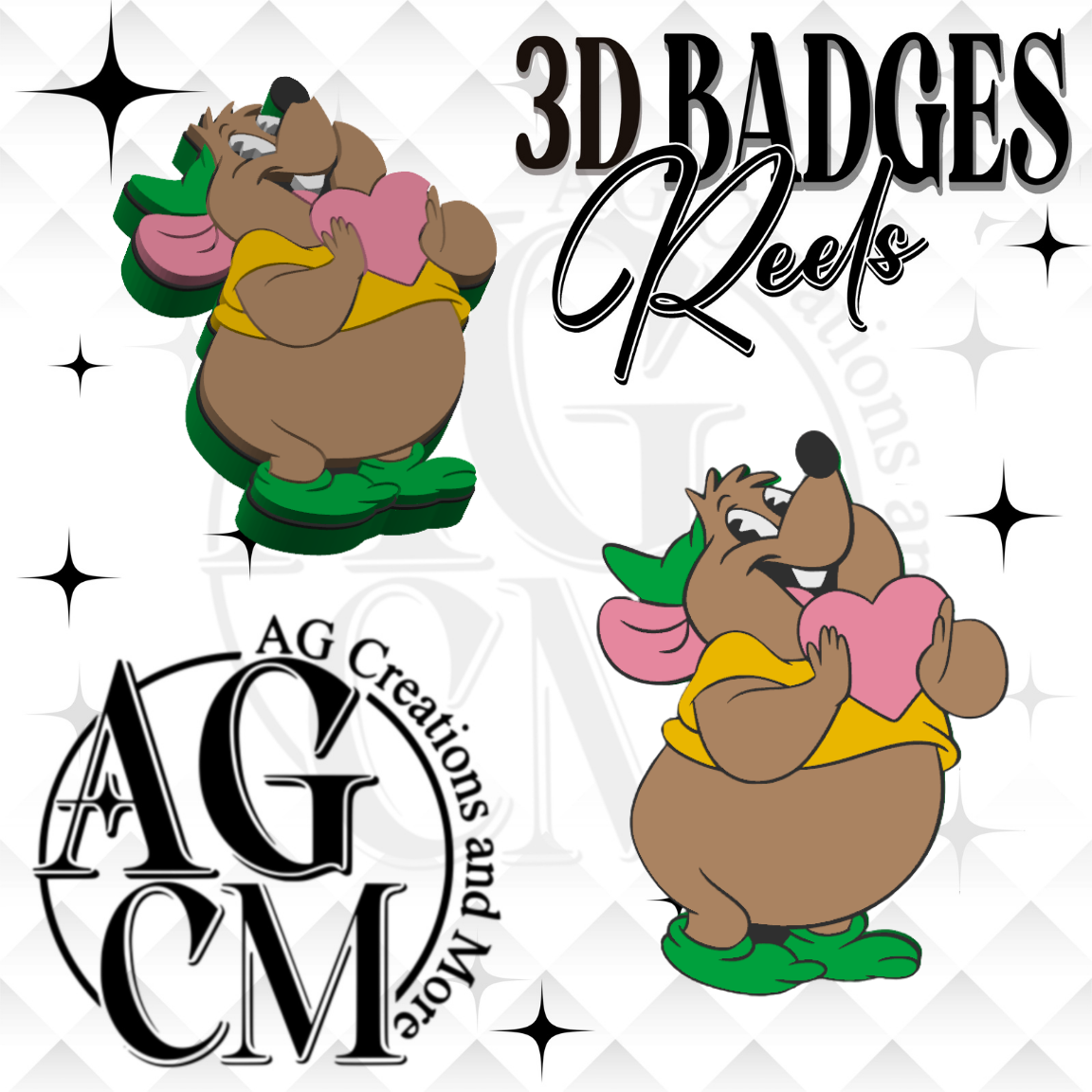 Gus Heart 3D Badges/ Reels (wholesale)