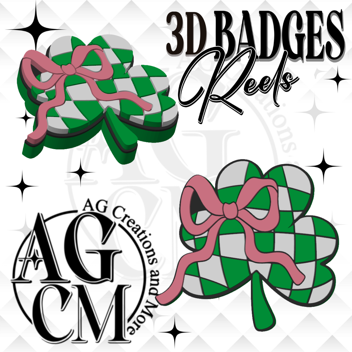 Clover Bow 3D Badges/ Reels 3MF File