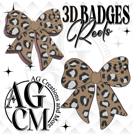Leopard bow Badges/ Reels 3MF File