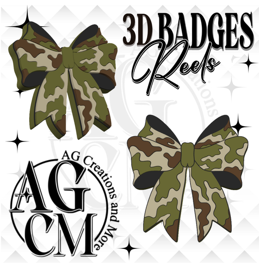 Camouflage Bow 3D Badges/ Reels (wholesale)