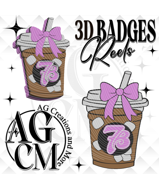 Pink Ice Coffee Drink 7B 3D Badges/ Reels 3MF File