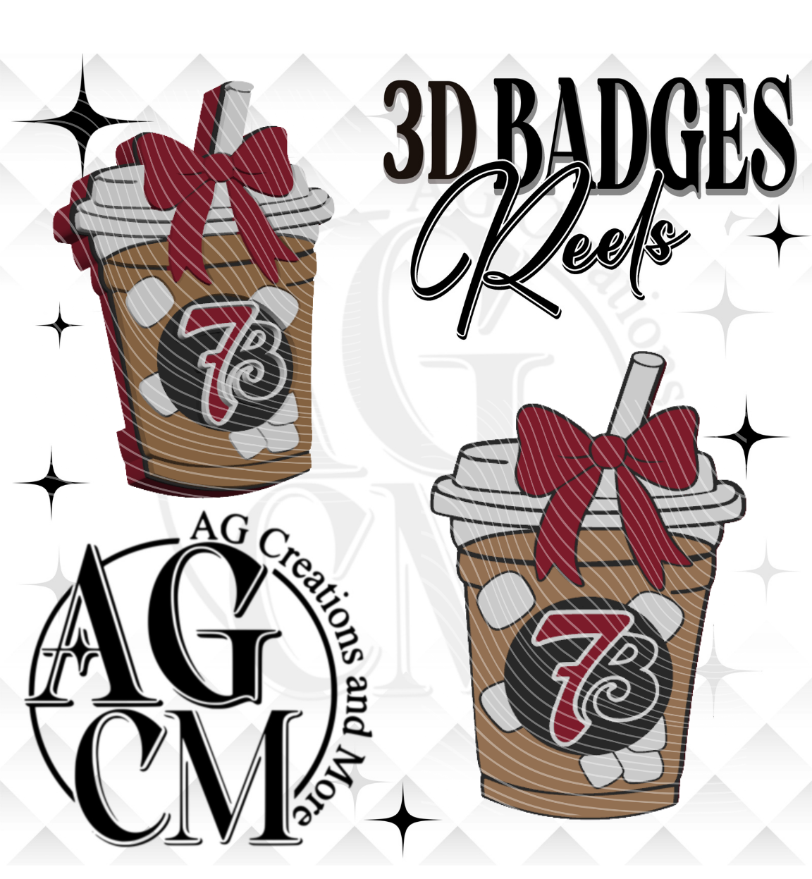 Marron Ice Coffee Drink 7B 3D Badges/ Reels (wholesale)