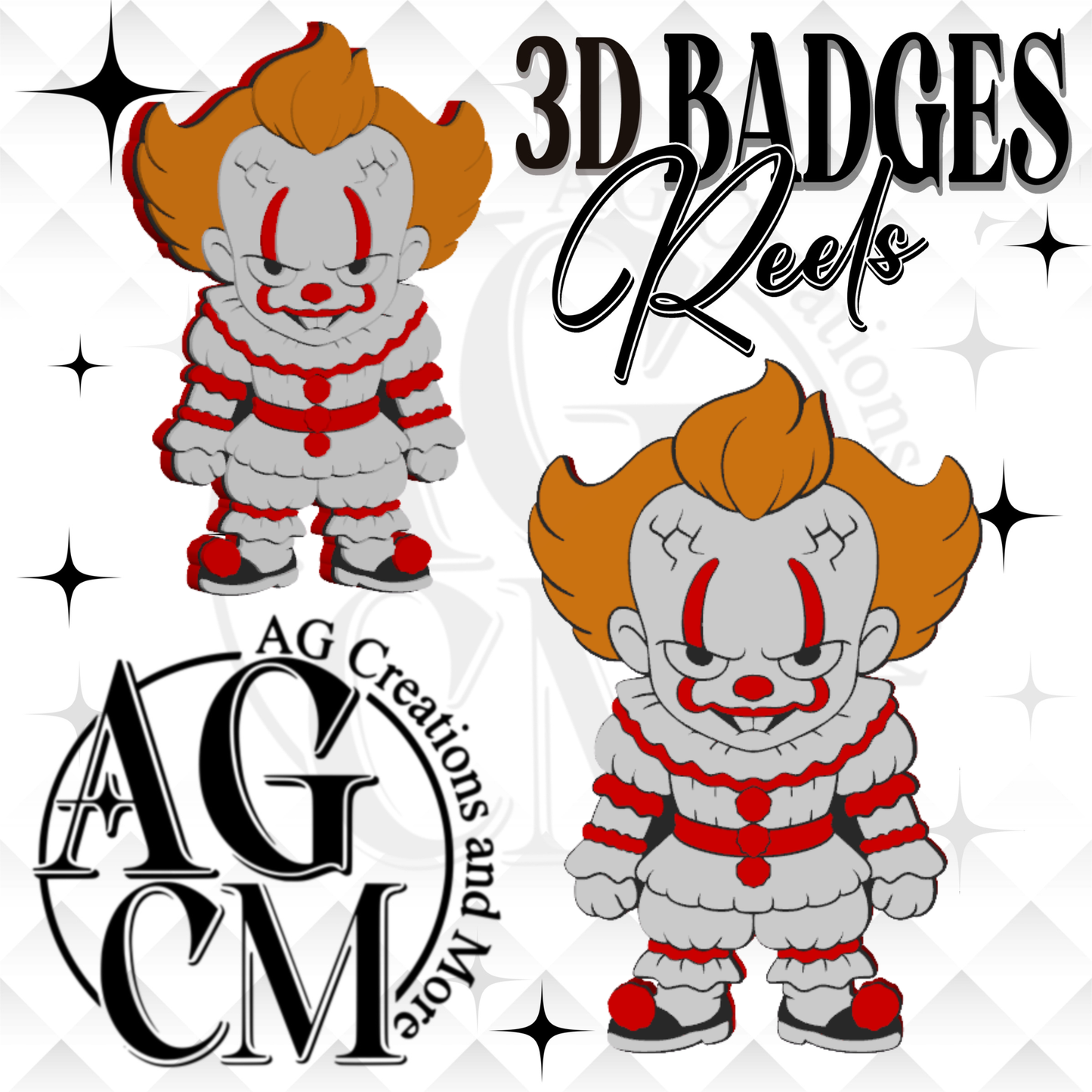 Clown 3D Badges/ Reels (wholesale)