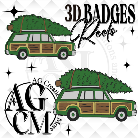 Christmas Station Wagon 3D Badges/ Reels 3MF File