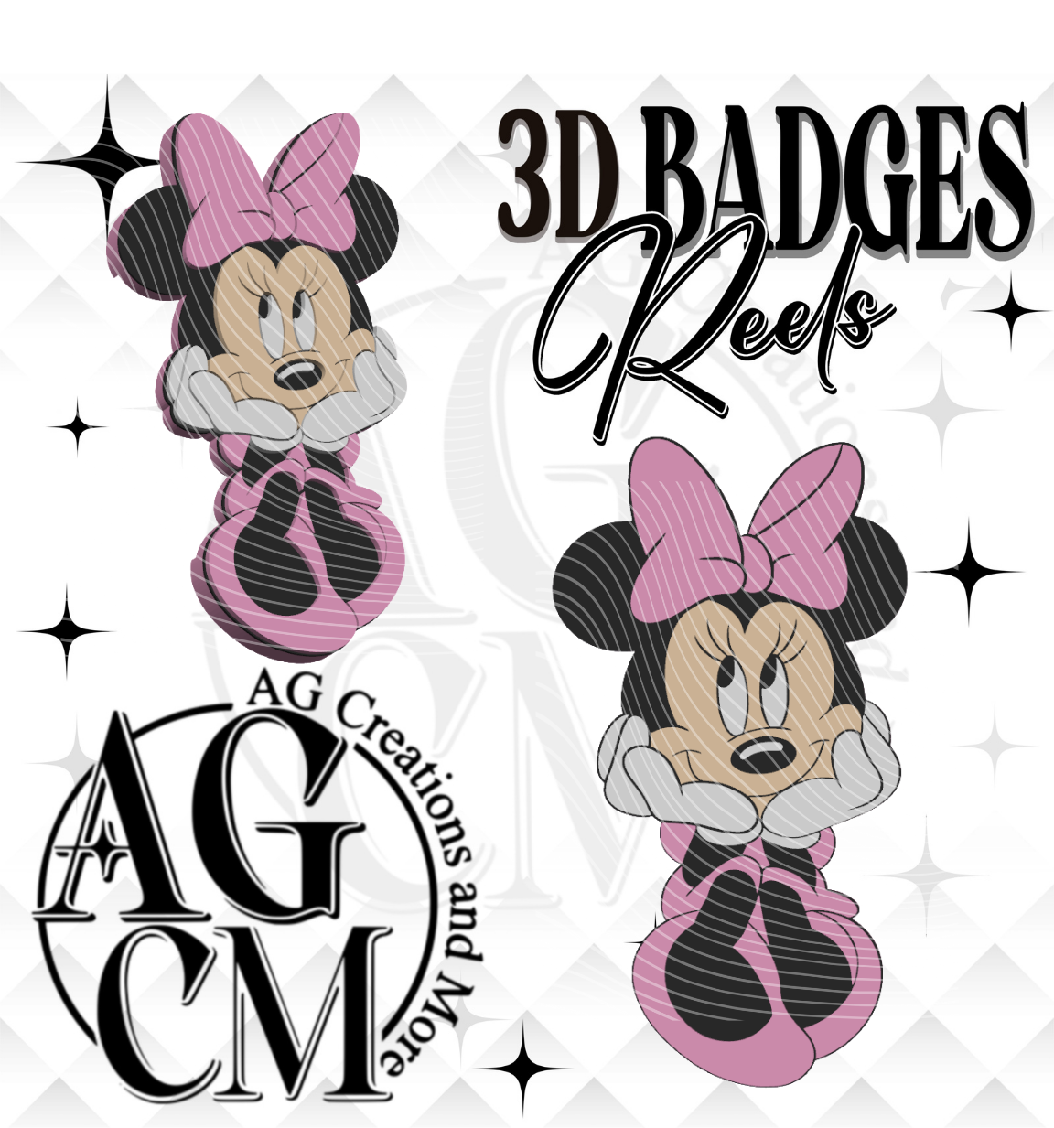 Pink Bow Mouse 3D Badges/ Reels (wholesale)