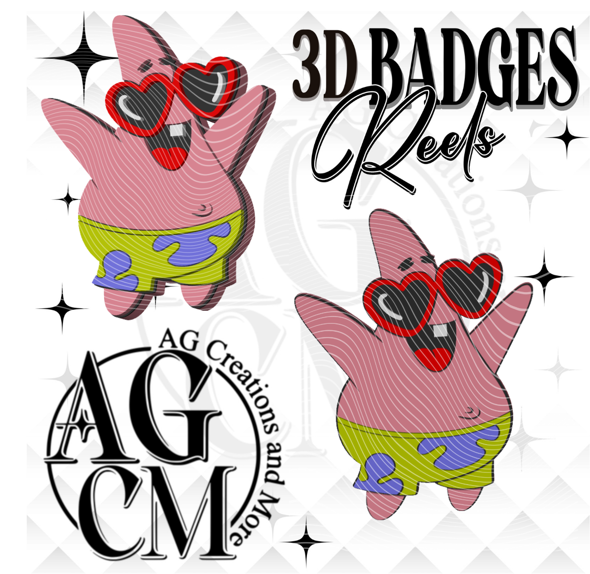 Pink Starfish 3D Badges/ Reels 3MF File