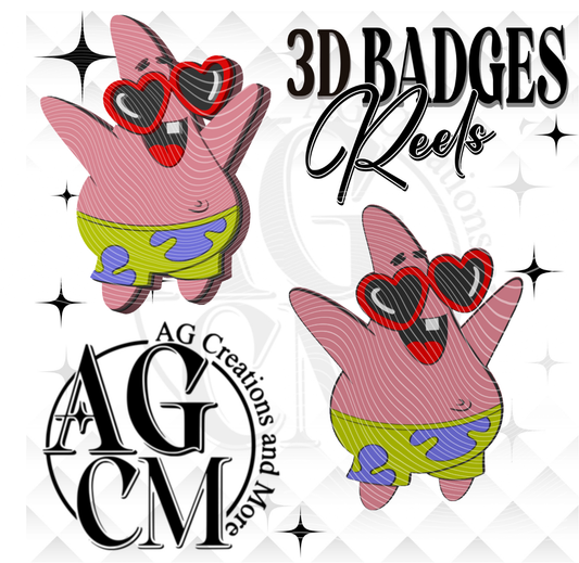 Pink Starfish 3D Badges/ Reels (wholesale)