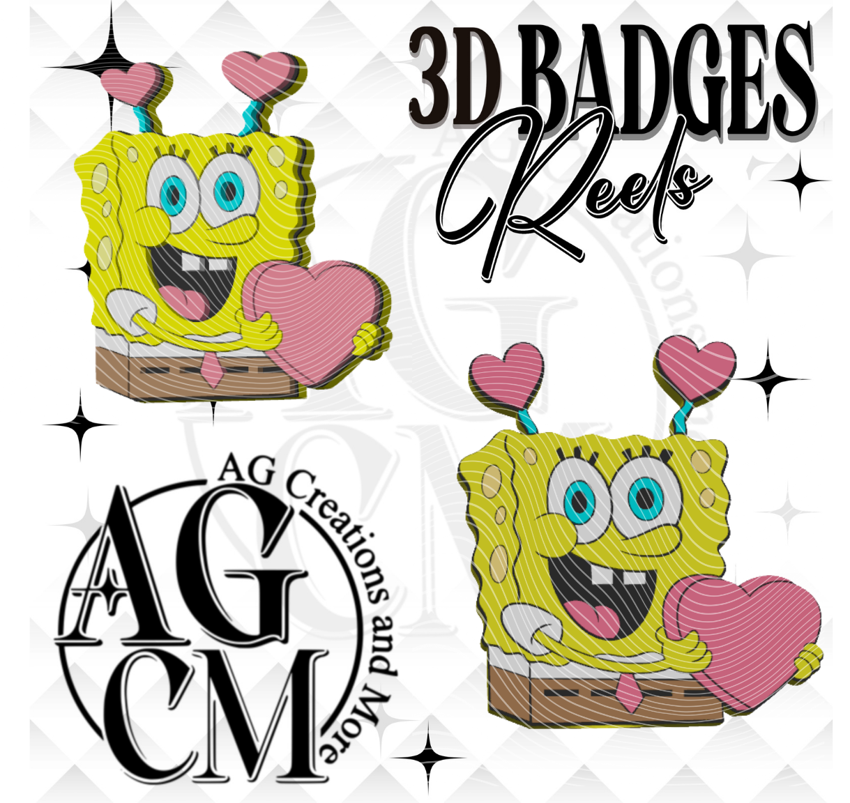 Yellow Sponge 3D Badges/ Reels (wholesale)