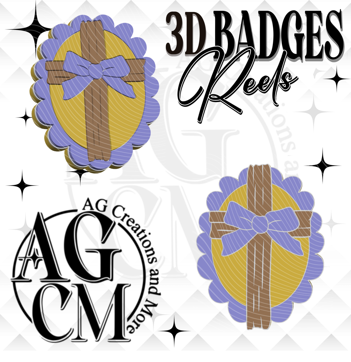 Faith Bow Cross 3D Badges/ Reels (wholesale)