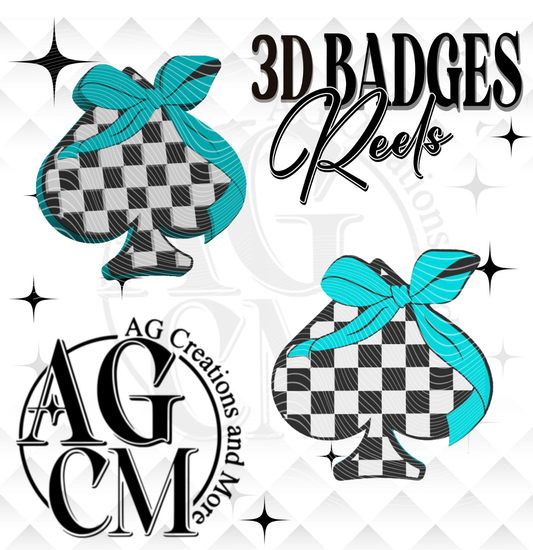Checker Spades 3D Badges/ Reels (wholesale)