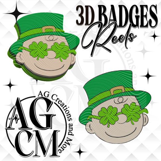 CB Shamrock Glasses 3D Badges/ Reels 3MF File
