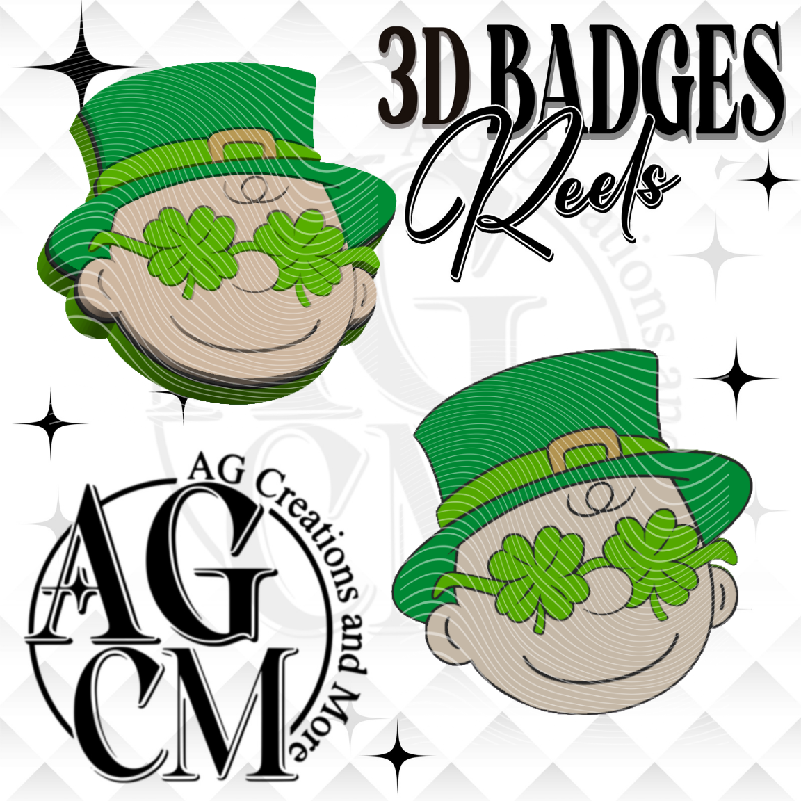 CB Shamrock Glasses 3D Badges/ Reels (wholesale)