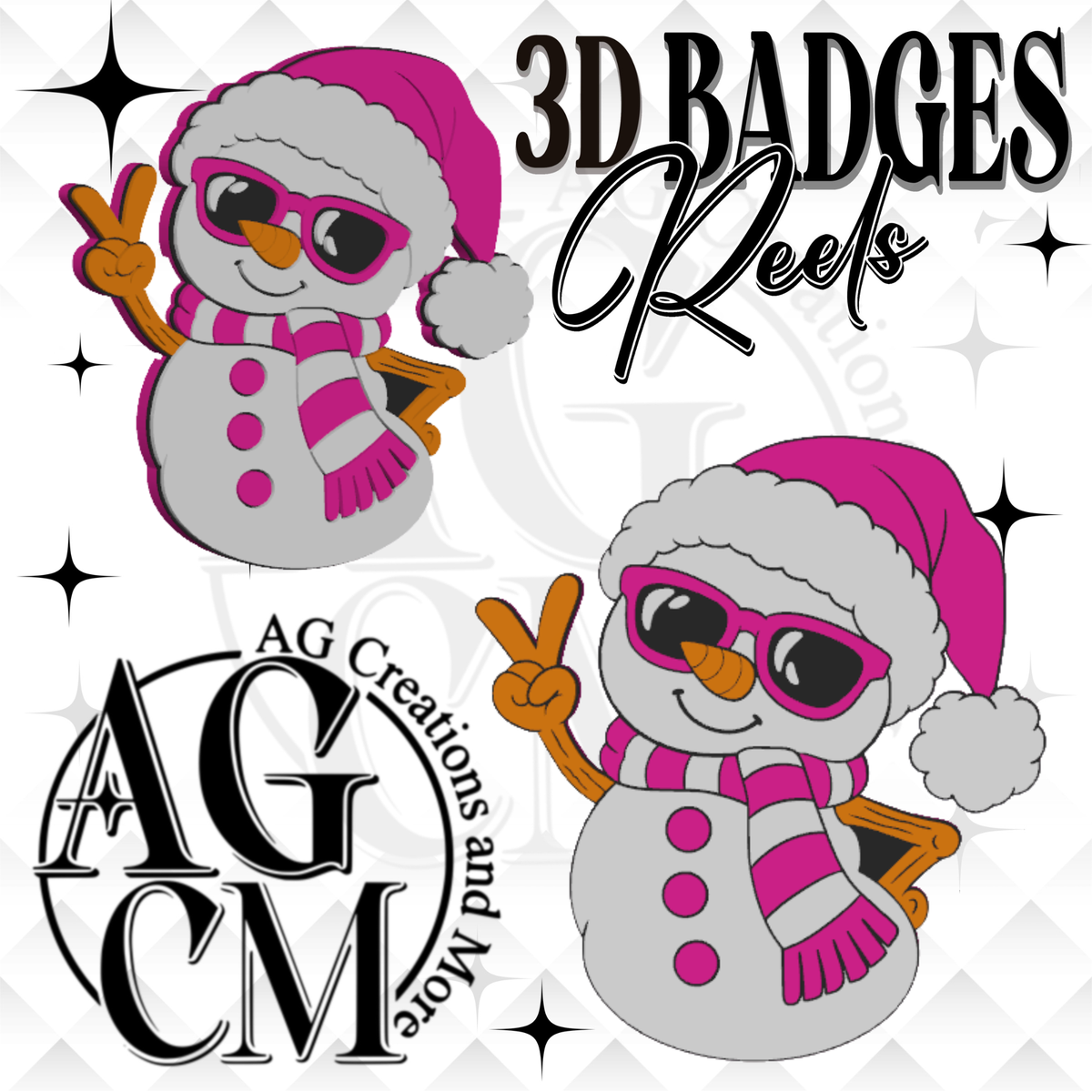Snowman 3D Badges/ Reels 3MF File